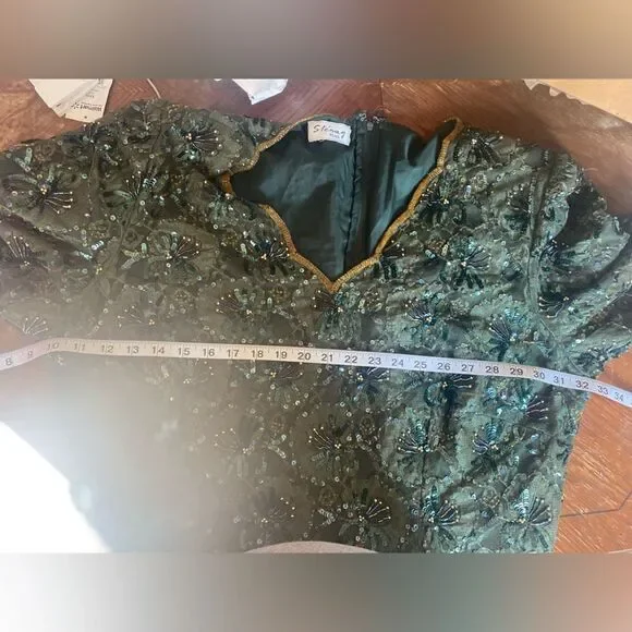 Vintage Stenay plus size green sequin dress - Picture 6 of 12